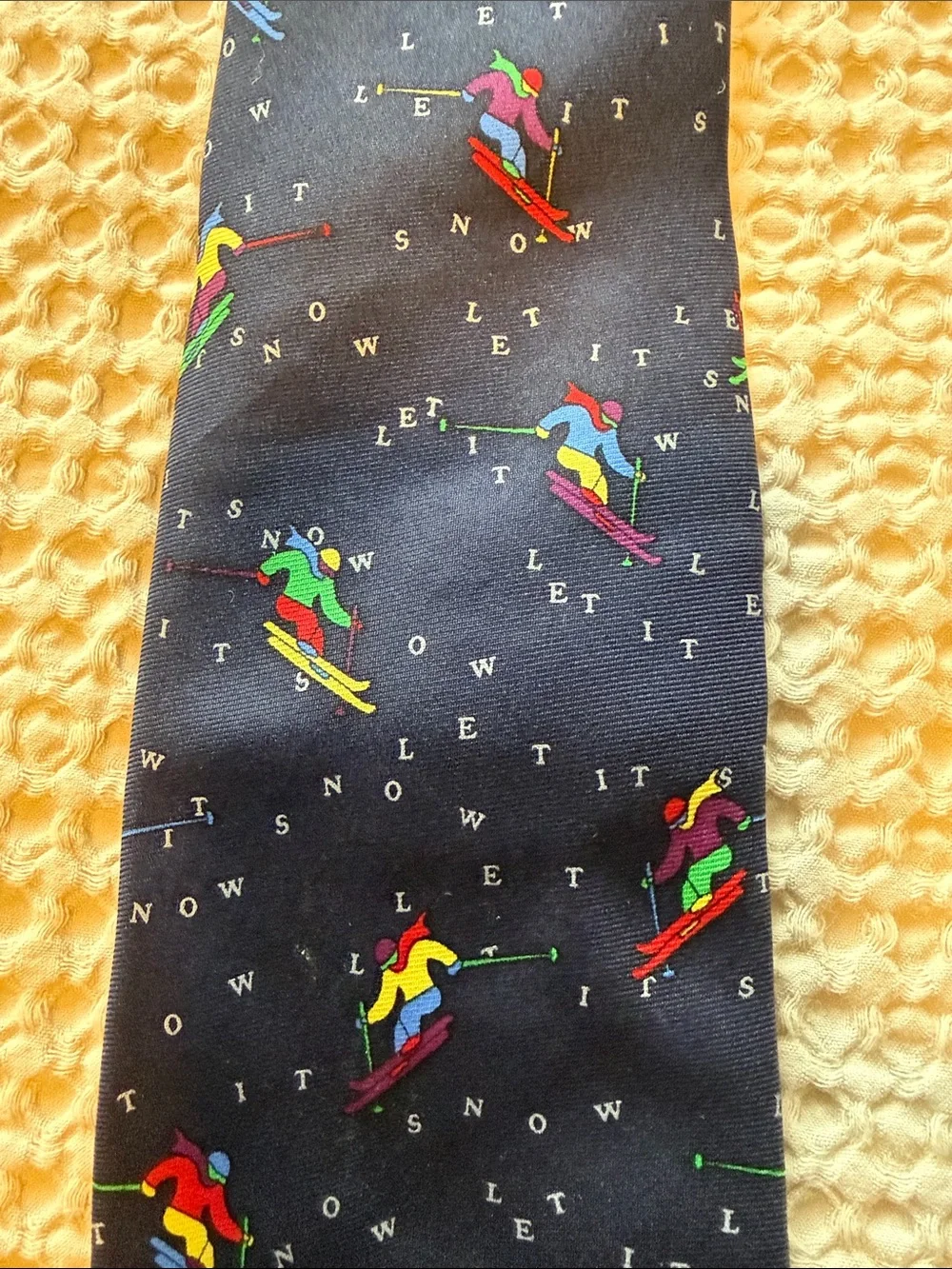 Talbots Kids Navy Blue Skiing Print Tie